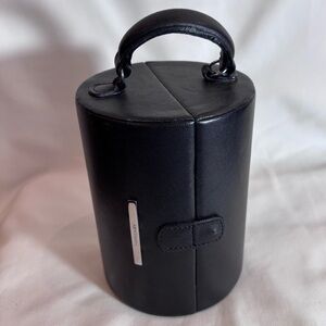 SAMSONITE Black Leather Cylinder Travel Jewlery Case with Removable Trays